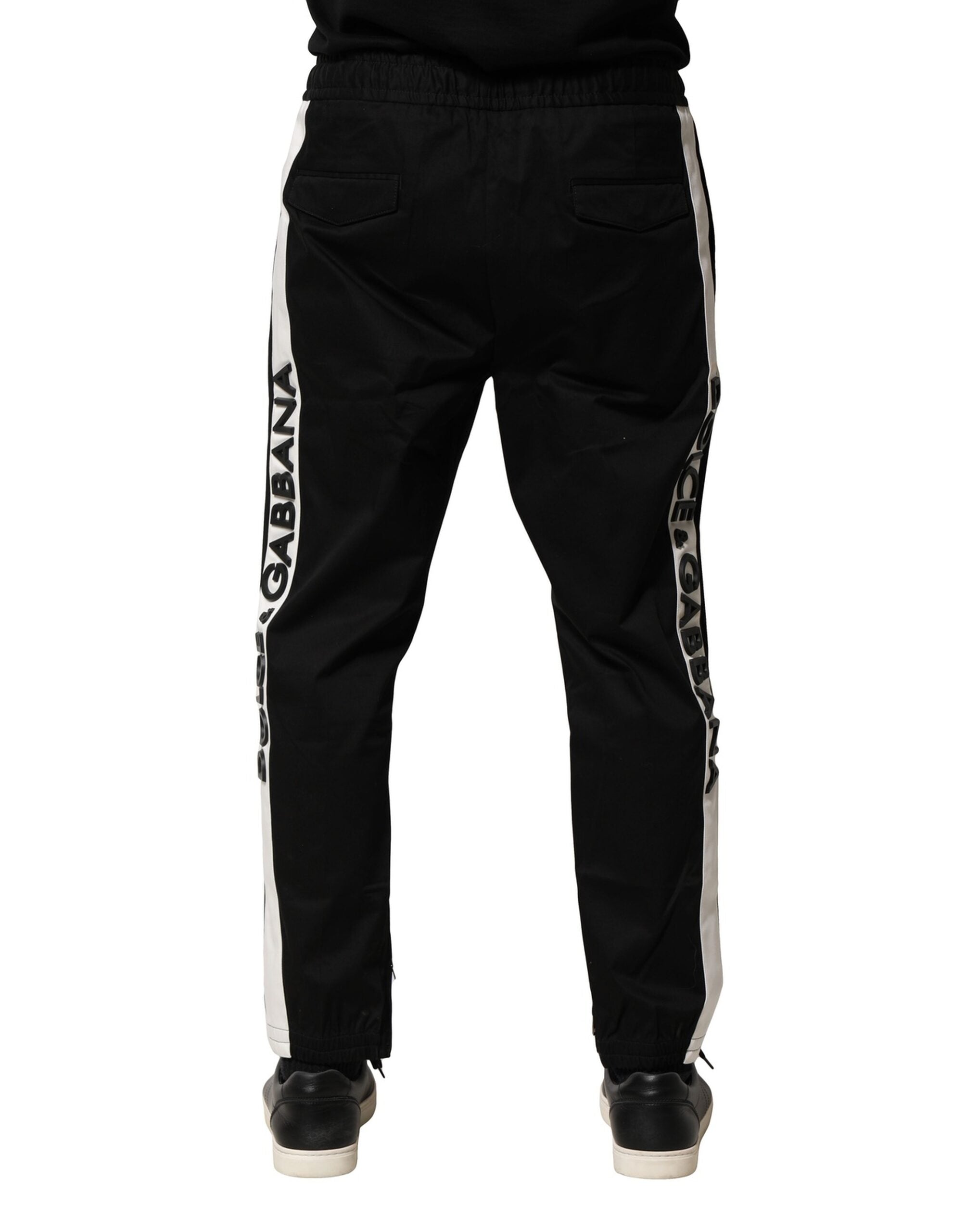 Black Cotton Mid Waist Jogger Pants - ventzia