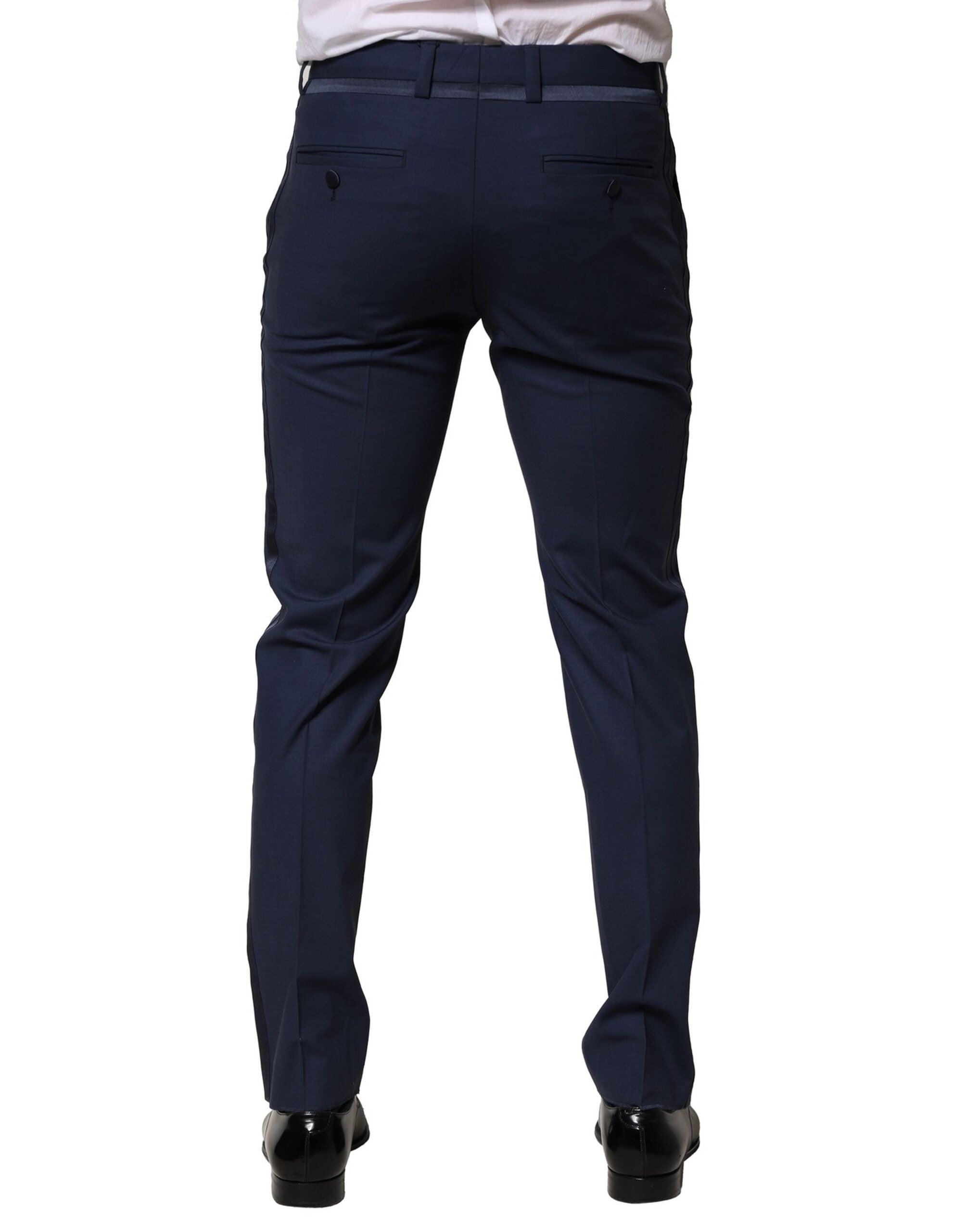 Dark Blue Wool Dress Formal Pants - ventzia