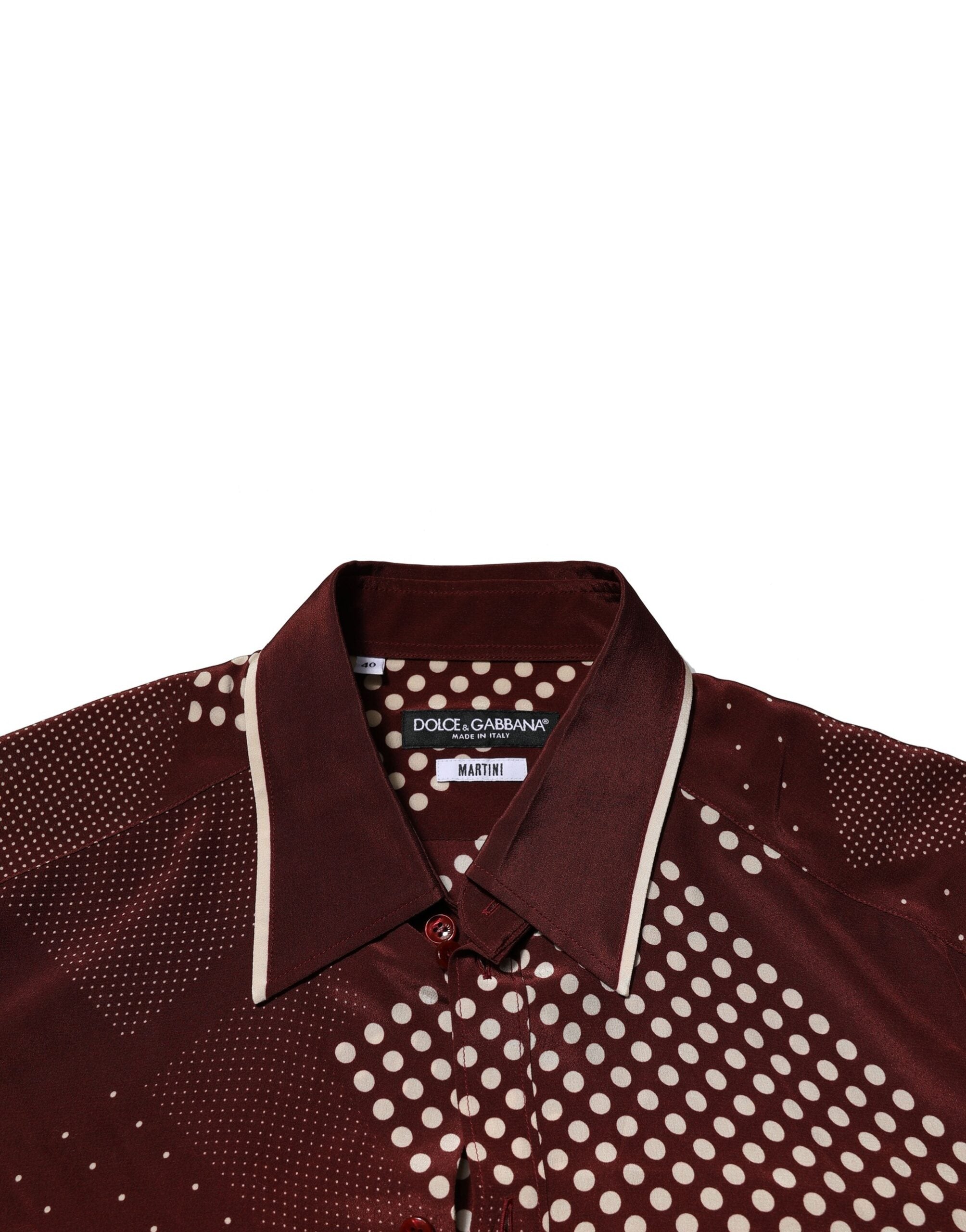 Maroon Dotted Silk Long Sleeve Casual Shirt - ventzia