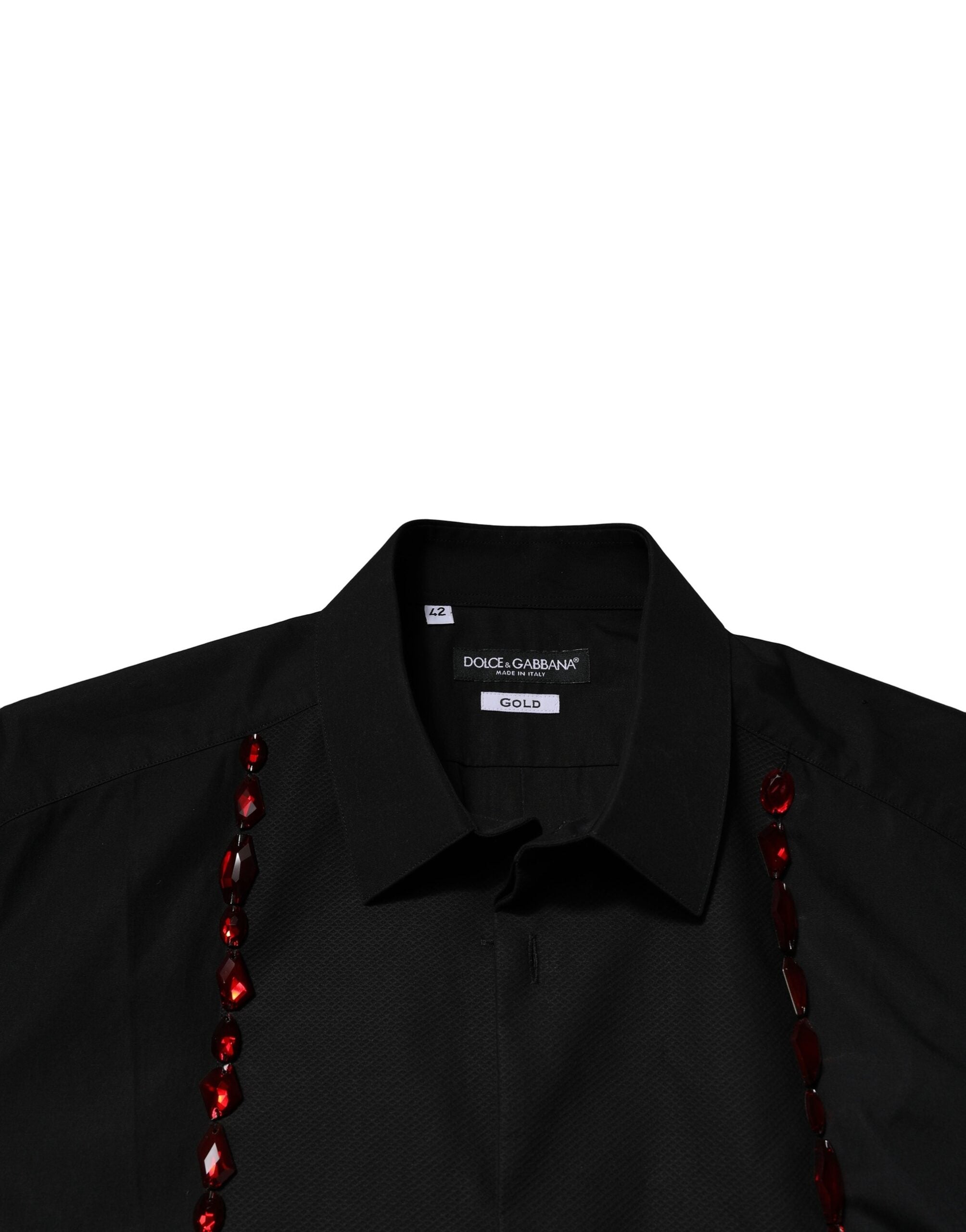 Black Crystal GOLD Formal Men Dress Shirt - ventzia