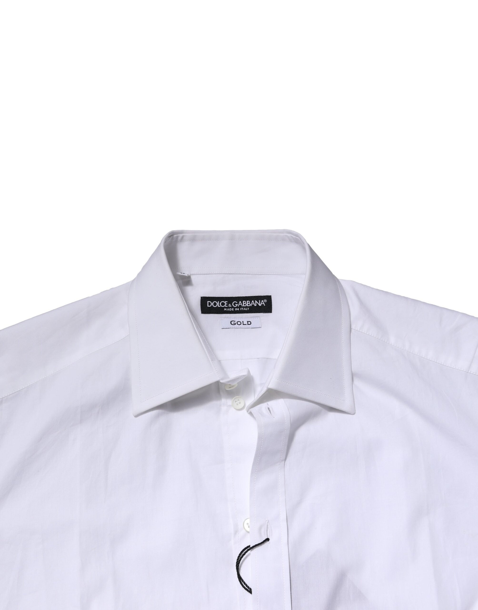 White Cotton Long Sleeves GOLD Formal Shirt - ventzia