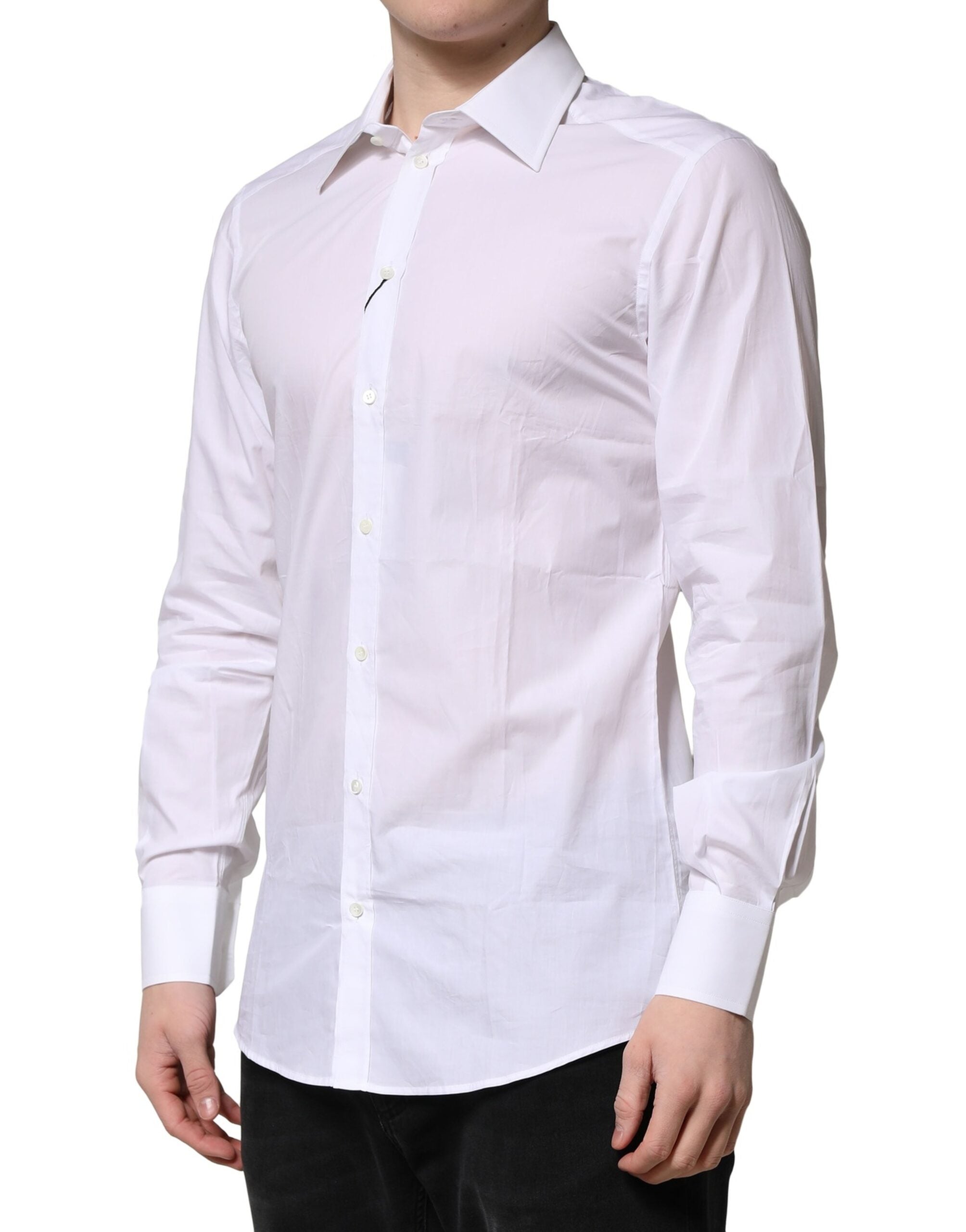 White Cotton GOLD Long Sleeves Formal Shirt - ventzia