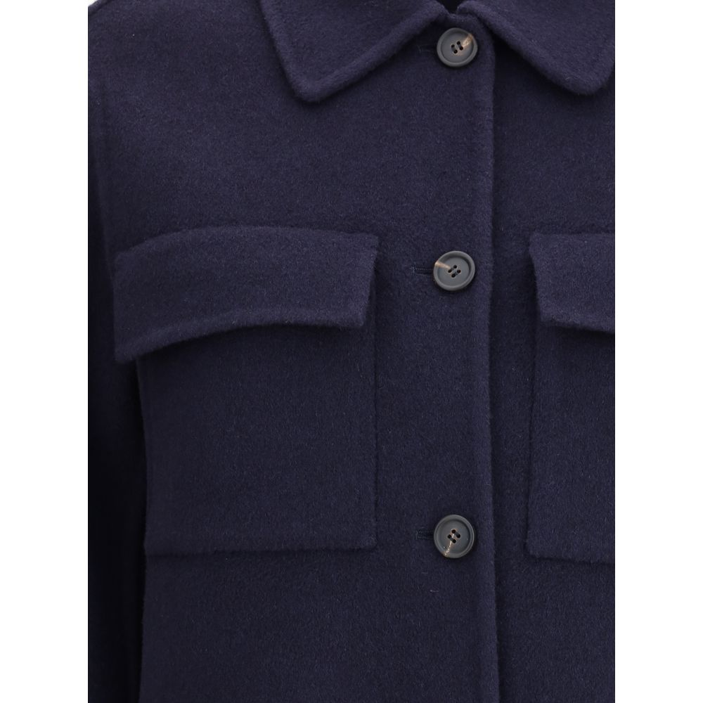 Blue Fleece Wool Coat - ventzia