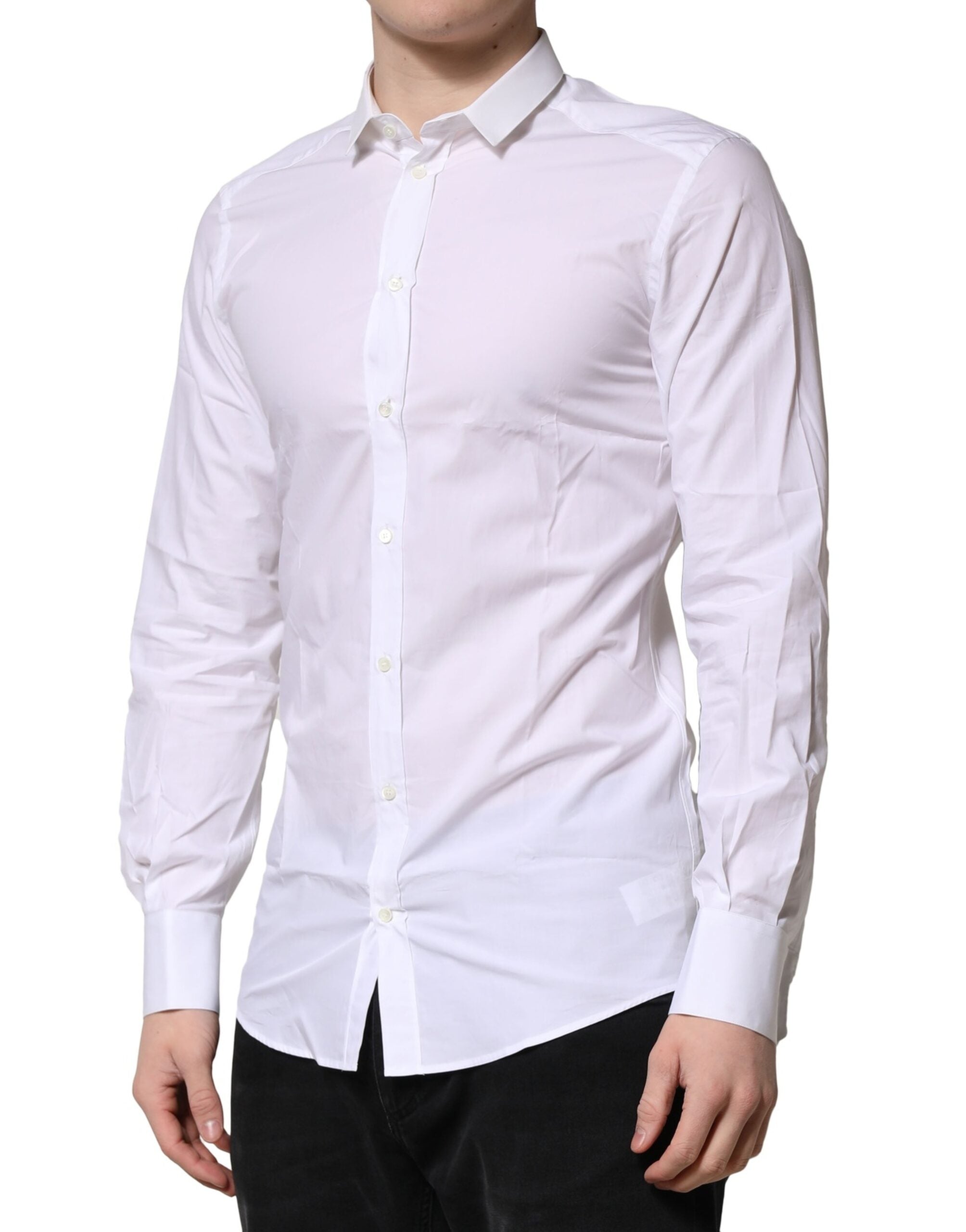 White Cotton GOLD Long Sleeves Formal Shirt - ventzia