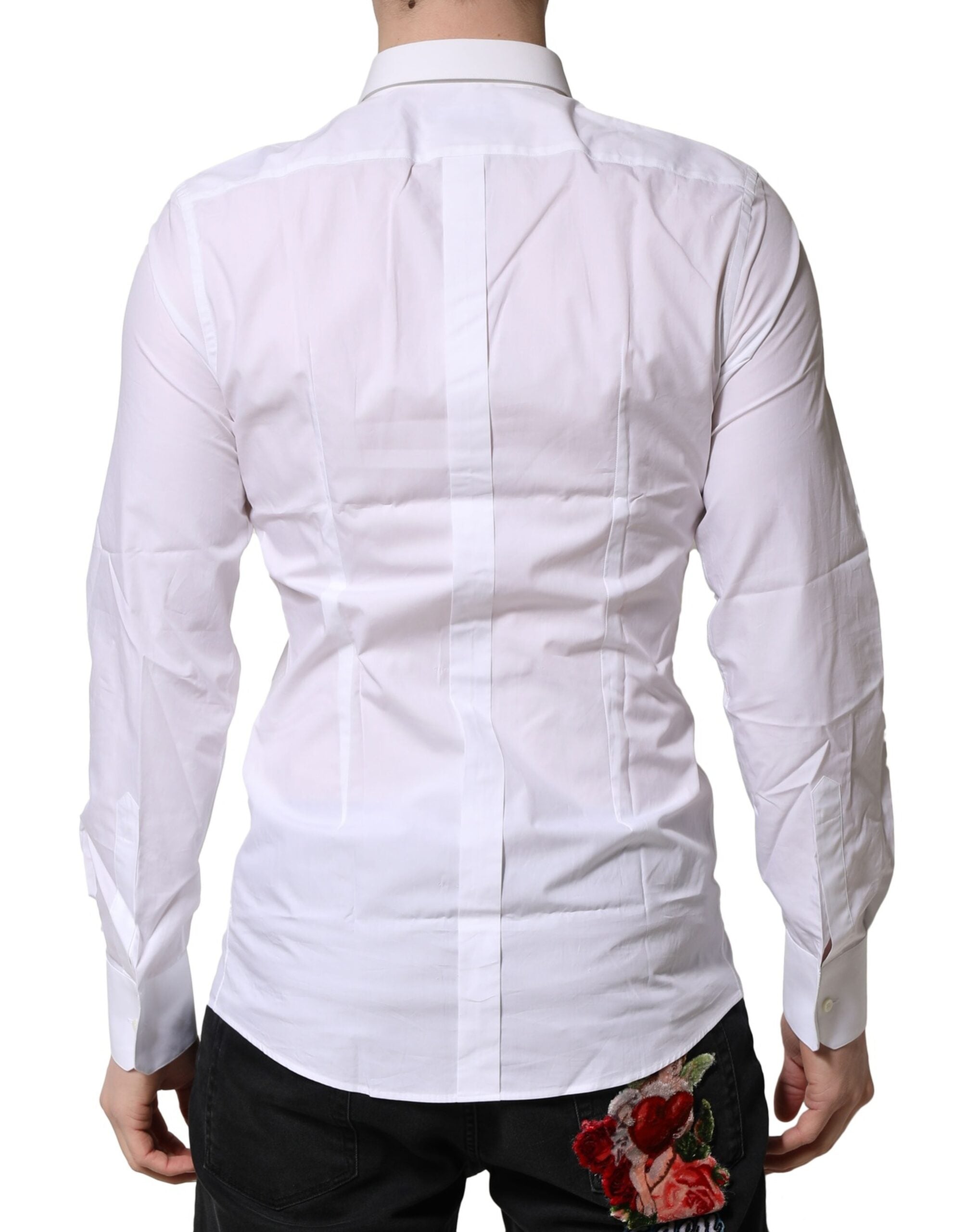 White Cotton GOLD Long Sleeves Formal Shirt - ventzia