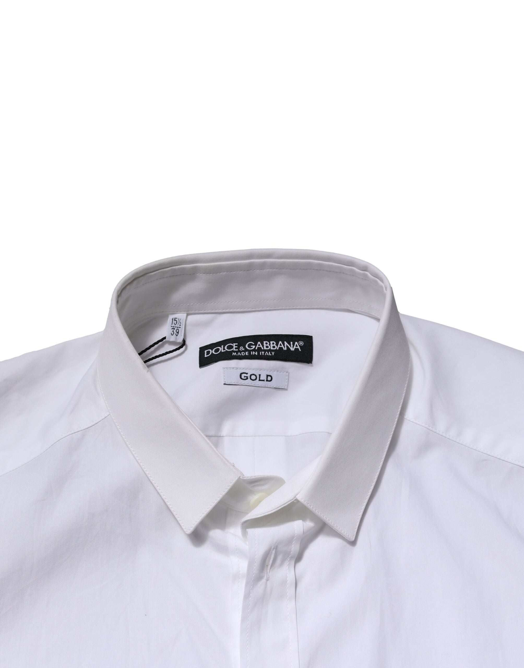 White Cotton GOLD Long Sleeves Formal Shirt - ventzia