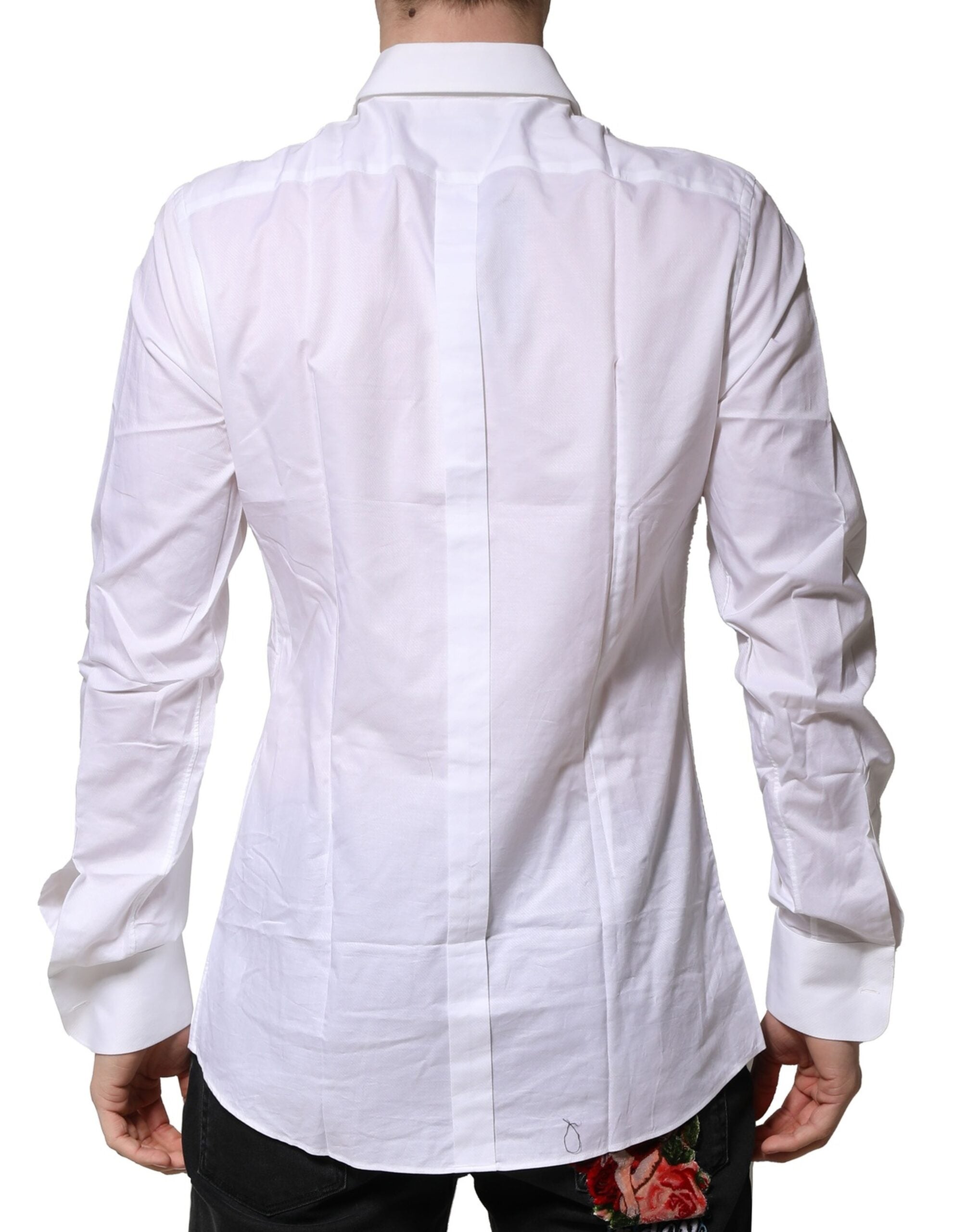 White Bib Cotton Poplin GOLD Men Formal Shirt - ventzia