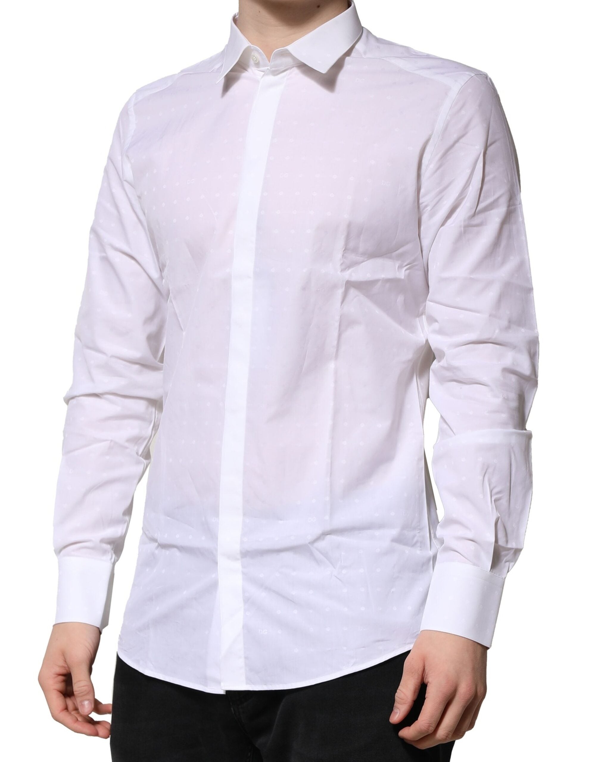 White Cotton GOLD Long Sleeves Formal Shirt - ventzia