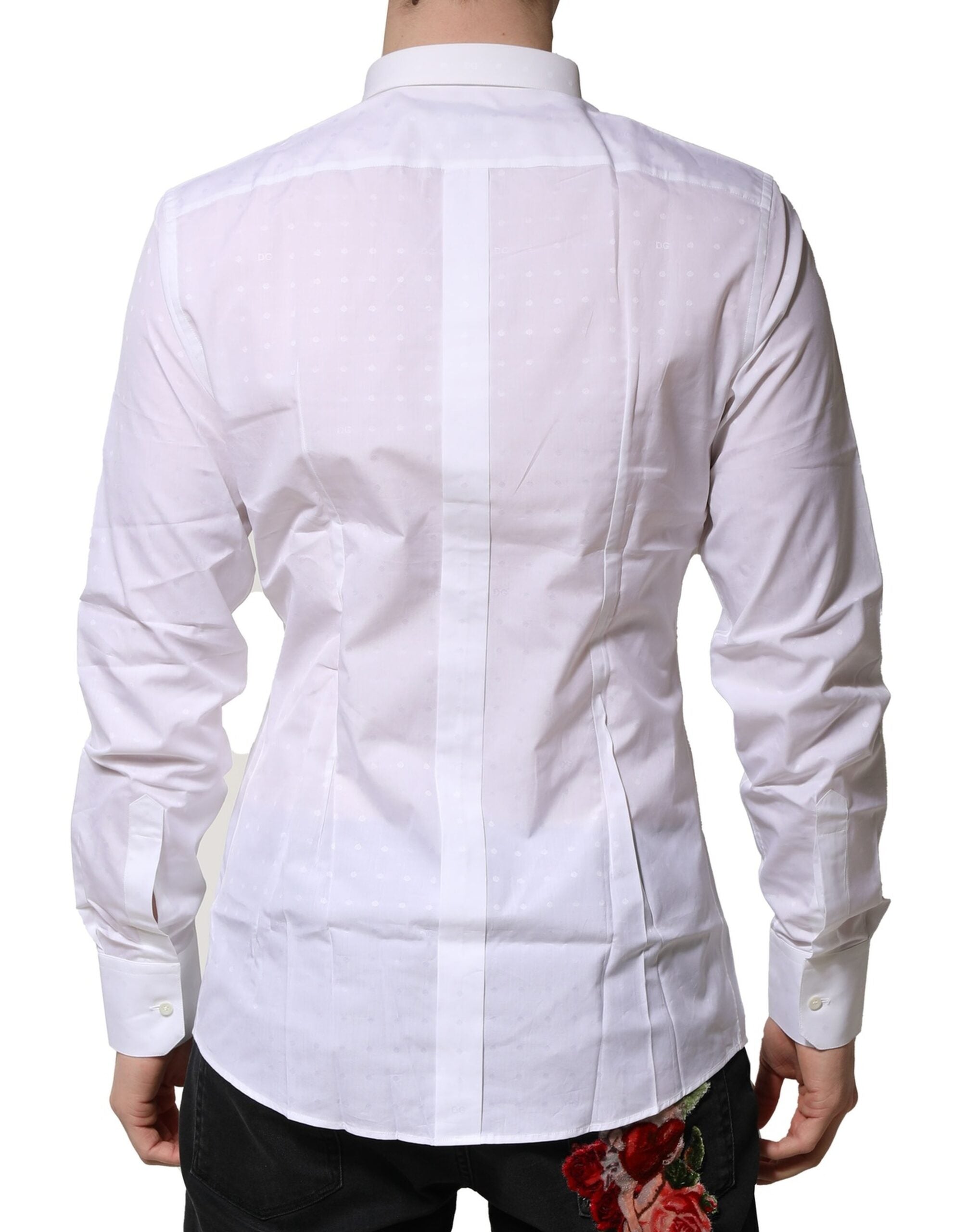 White Cotton GOLD Long Sleeves Formal Shirt - ventzia