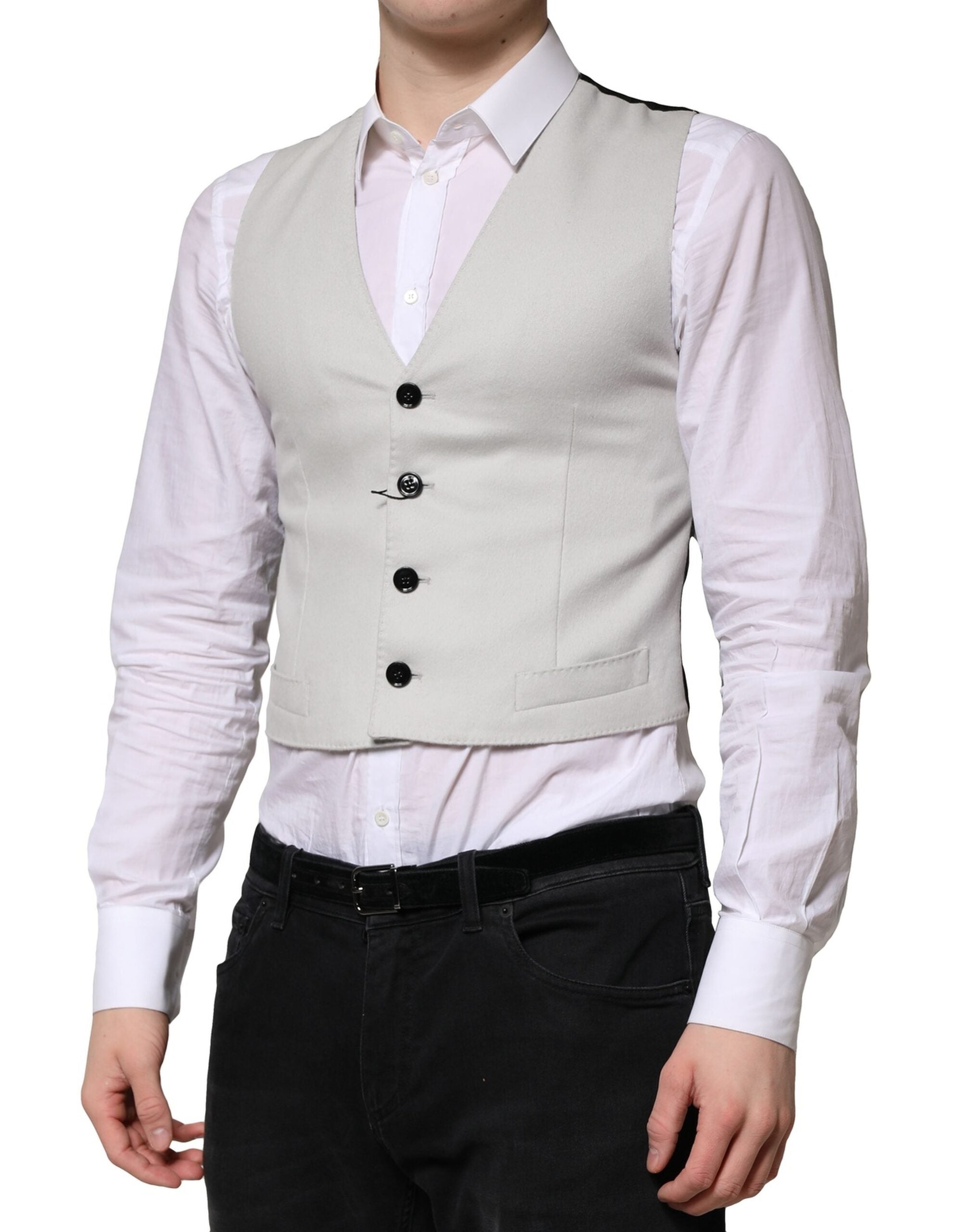 Gray Wool Dress Formal Men Waistcoat Vest - ventzia