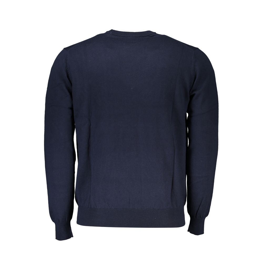 Crew Neck Embroidered Blue Sweater - ventzia