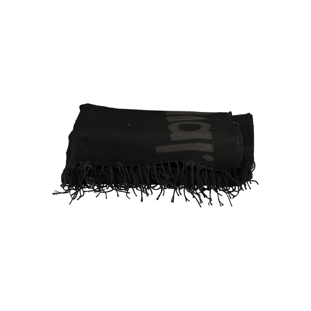 Black Polyester Women Poncho - ventzia