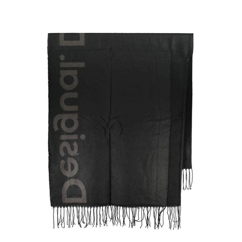 Black Polyester Women Poncho - ventzia