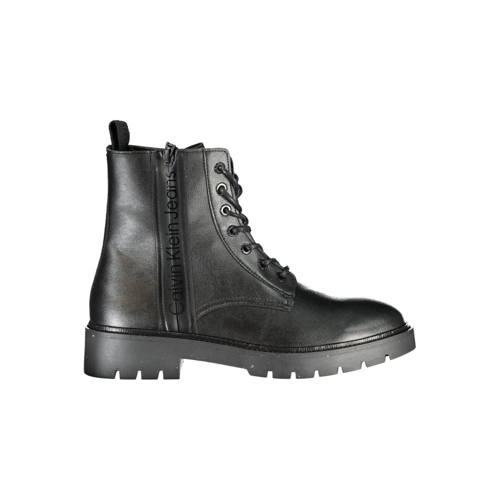 Black Polyurethane Men Ankle Boot - ventzia
