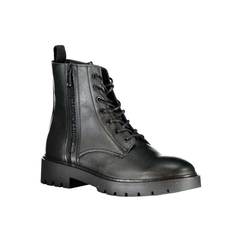 Black Polyurethane Men Ankle Boot - ventzia