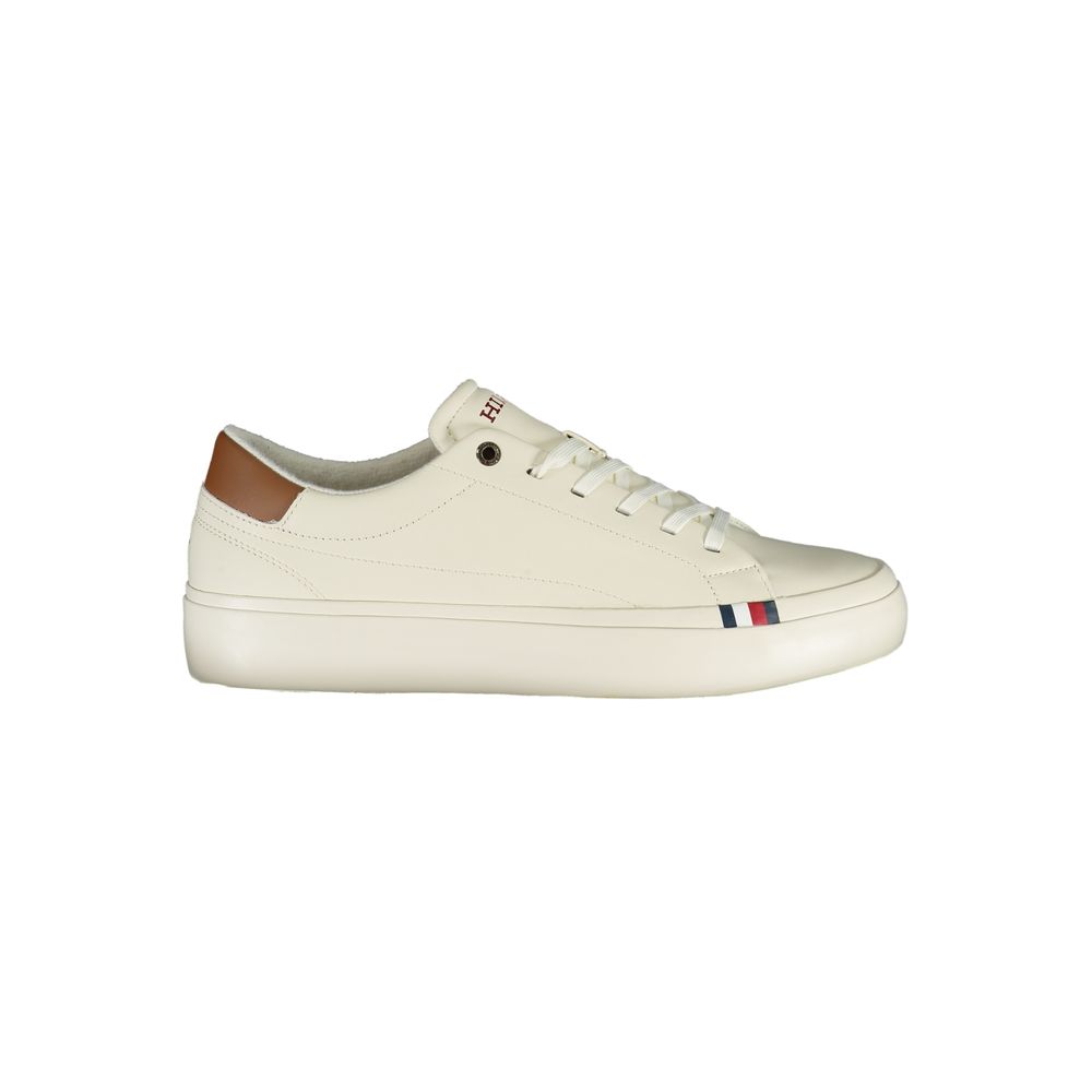 White Polyurethane Men Sneaker - ventzia