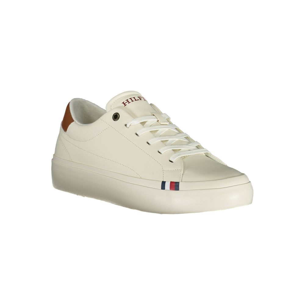 White Polyurethane Men Sneaker - ventzia
