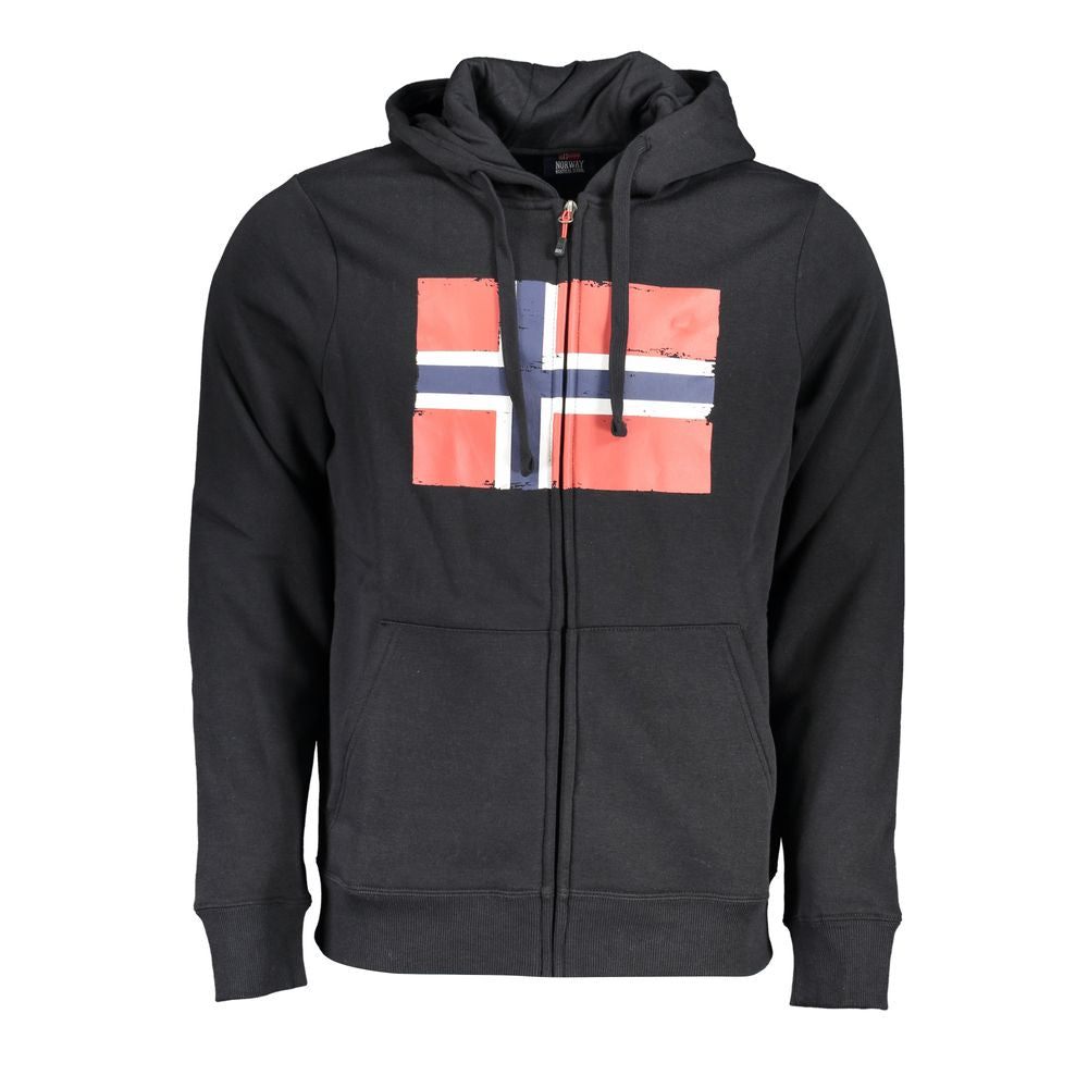 Black Cotton Men's Hooded Sweatshirt