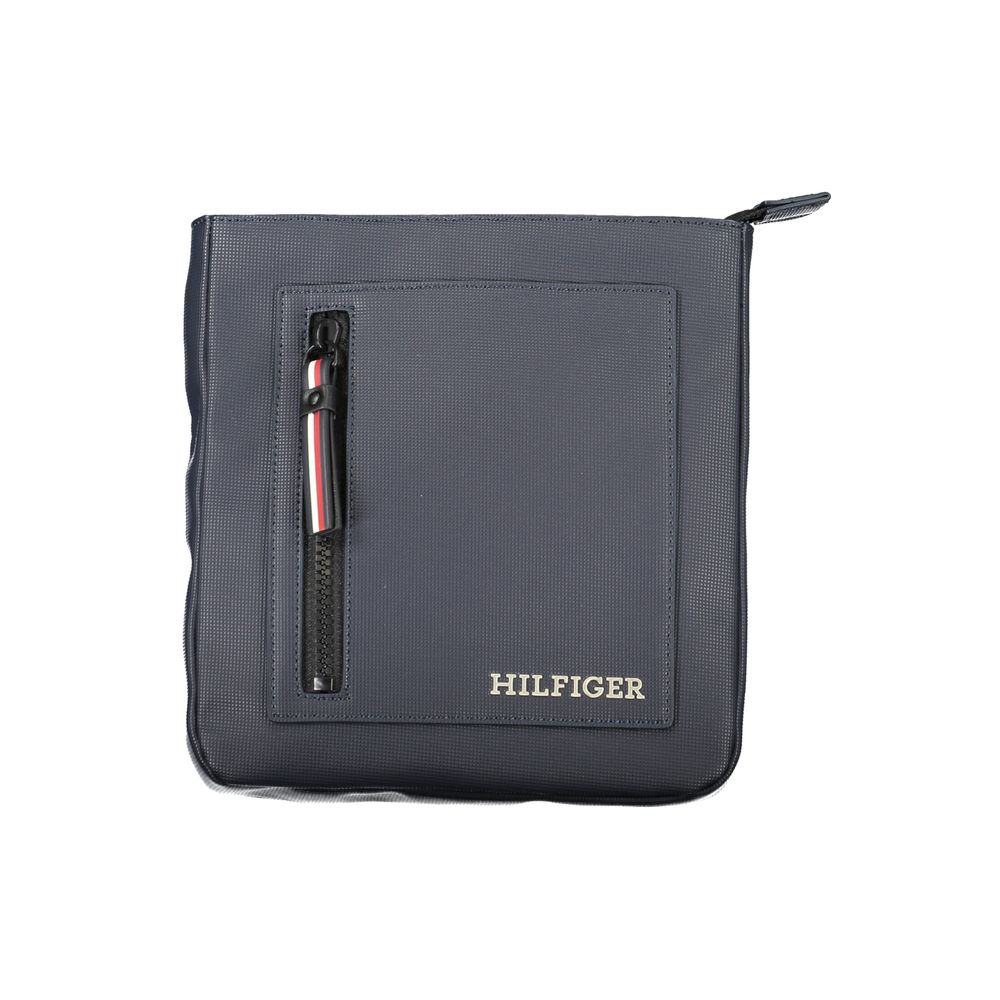 Navy Polyurethane Men's Shoulder Bag - ventzia