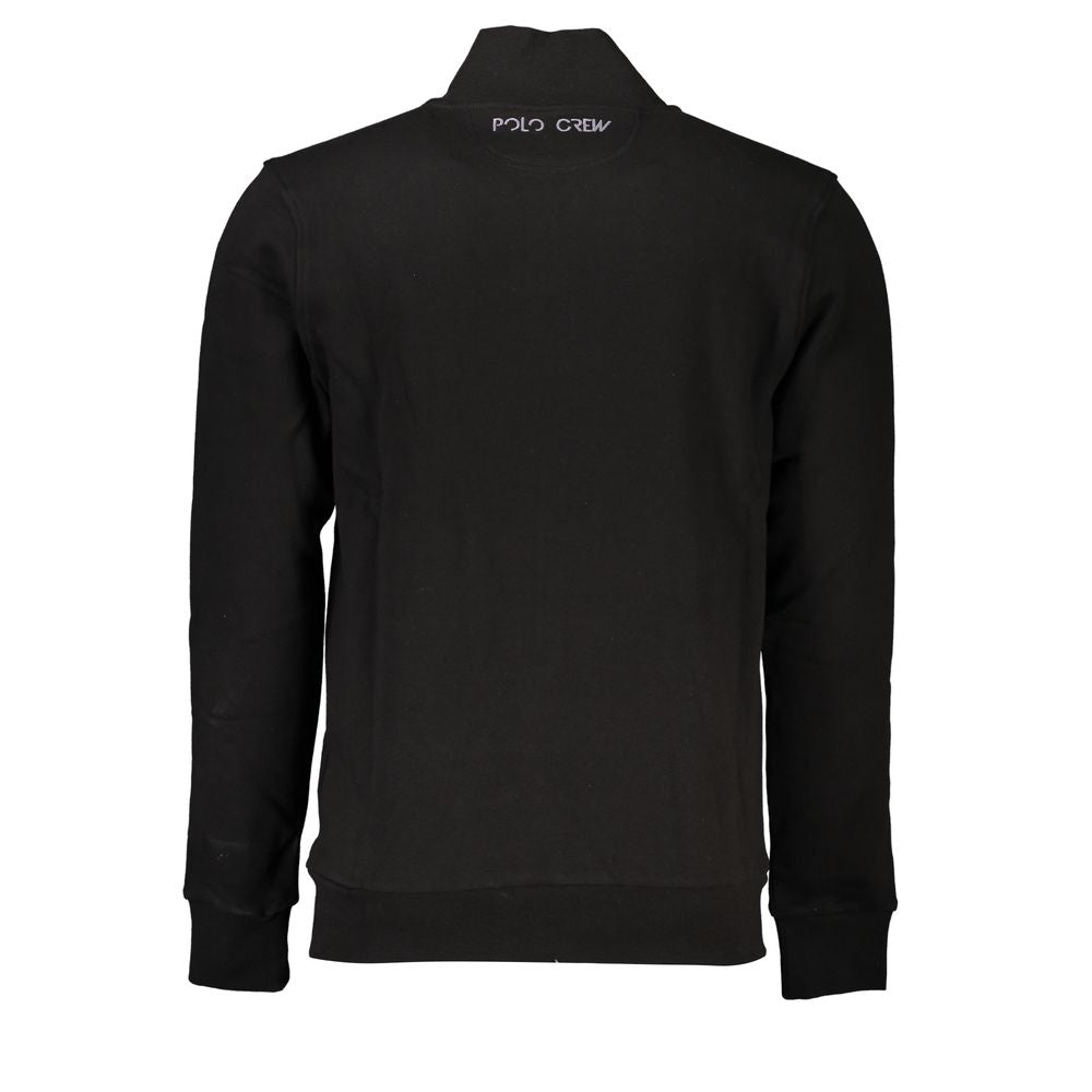 Black Cotton Men Sweater with Central Pockets and Zip - ventzia