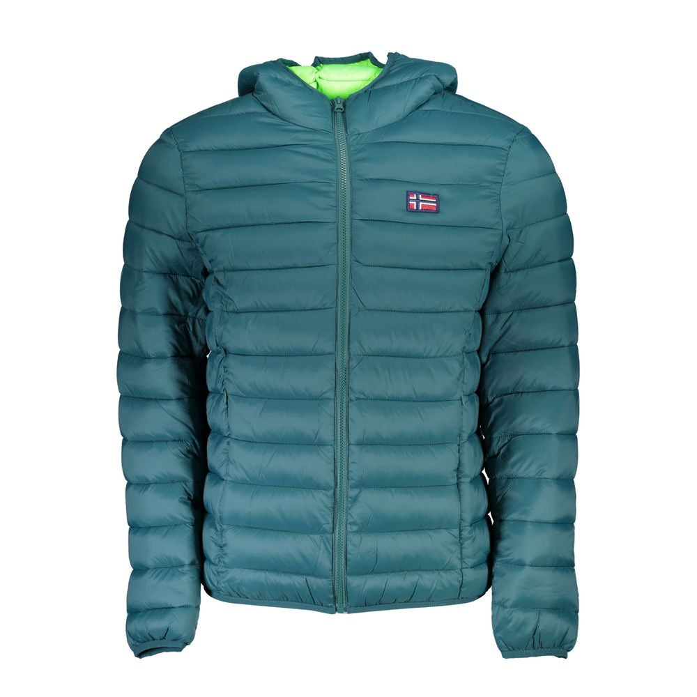 Elegant Green Hooded Jacket with Multiple Pockets - ventzia