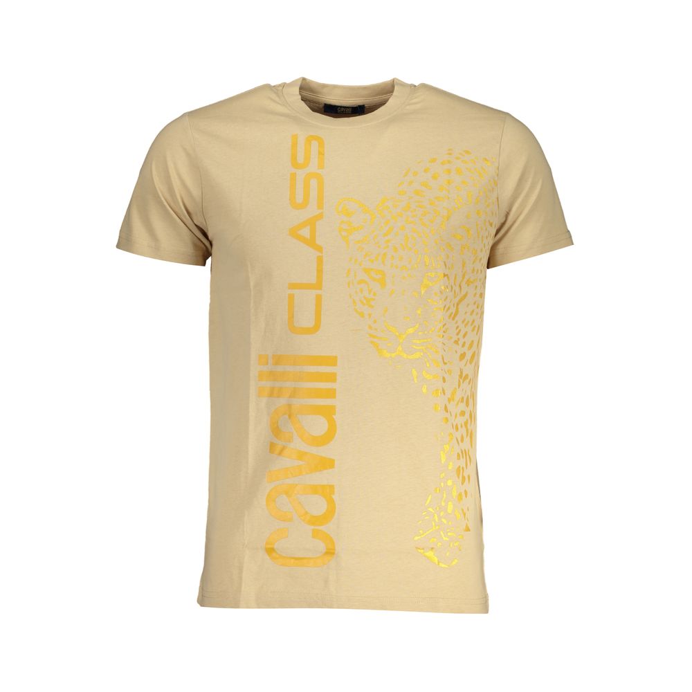 Beige Cotton Men T-Shirt - ventzia