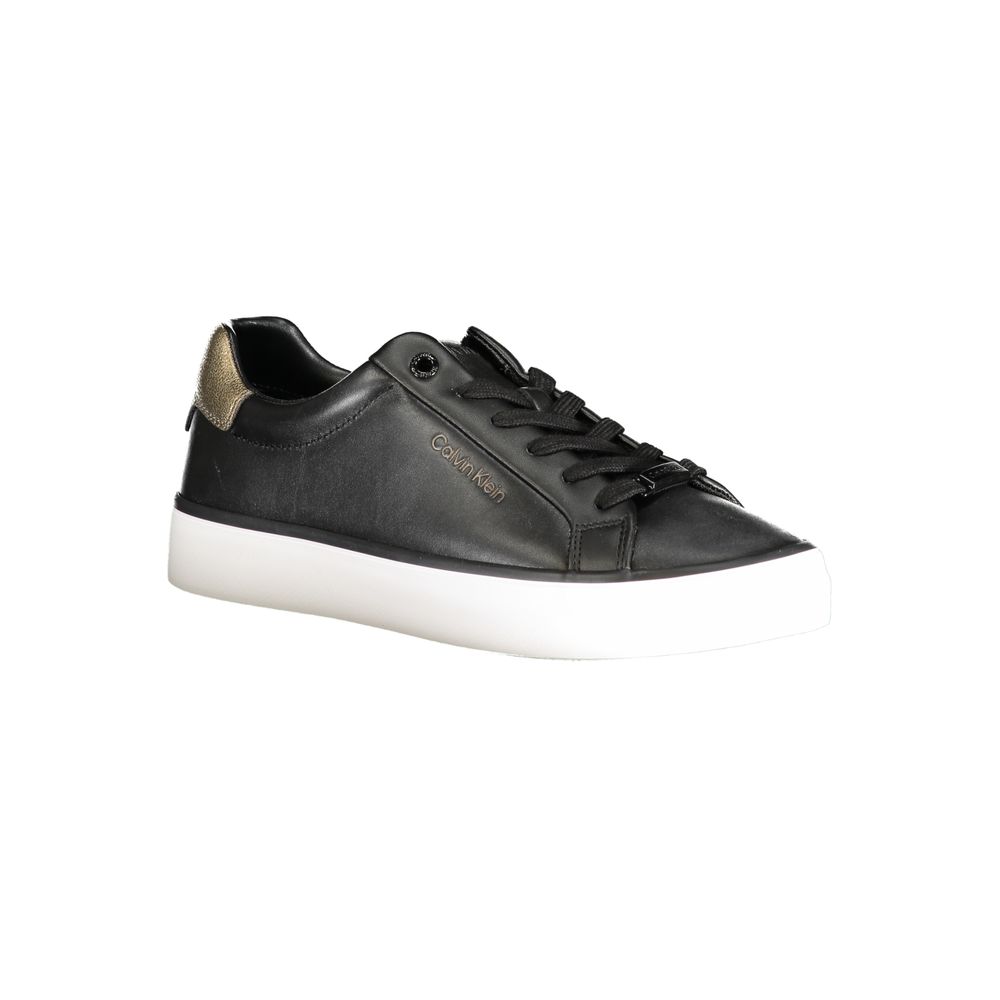 Black Leather Women Sneaker - ventzia