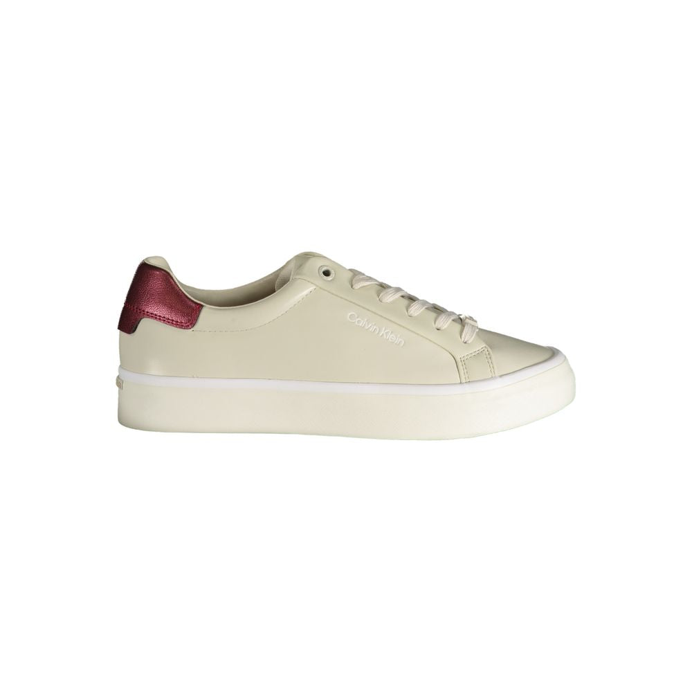 Beige Leather Women Sneaker - ventzia