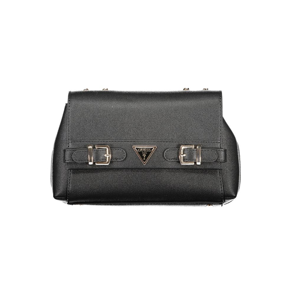 Black Polyurethane Women Handbag - ventzia