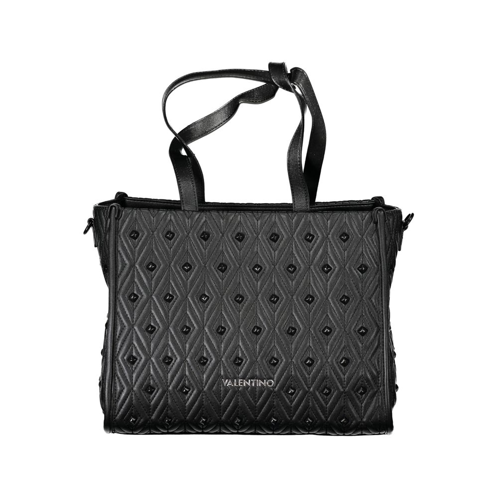 Black Polyurethane Women Handbag - ventzia