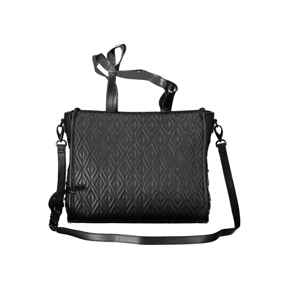 Black Polyurethane Women Handbag - ventzia