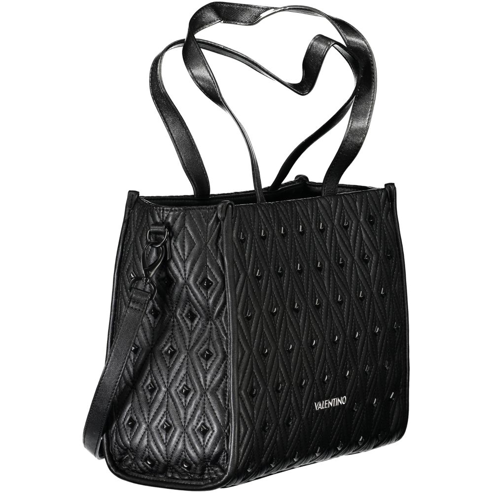 Black Polyurethane Women Handbag - ventzia