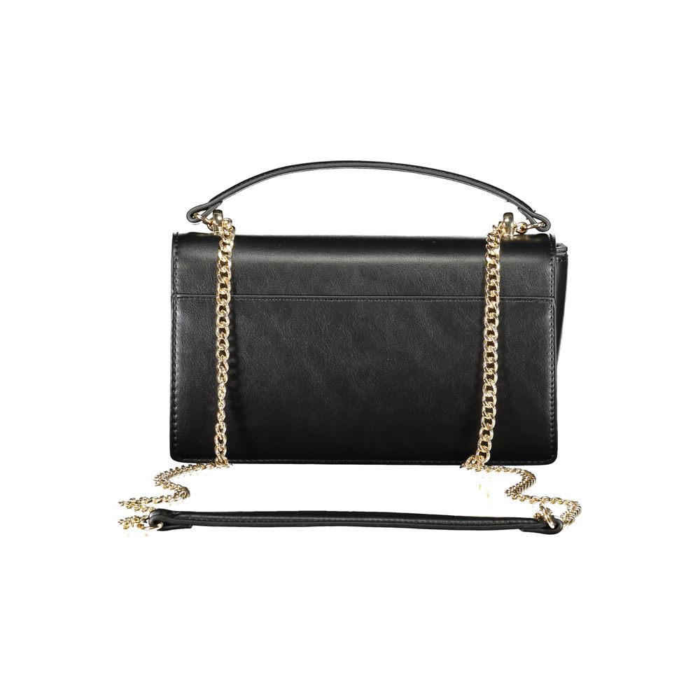 Black Polyurethane Women Shoulder Bag - ventzia
