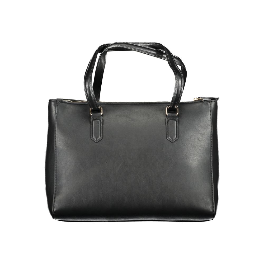 Black Polyurethane Women Handbag - ventzia