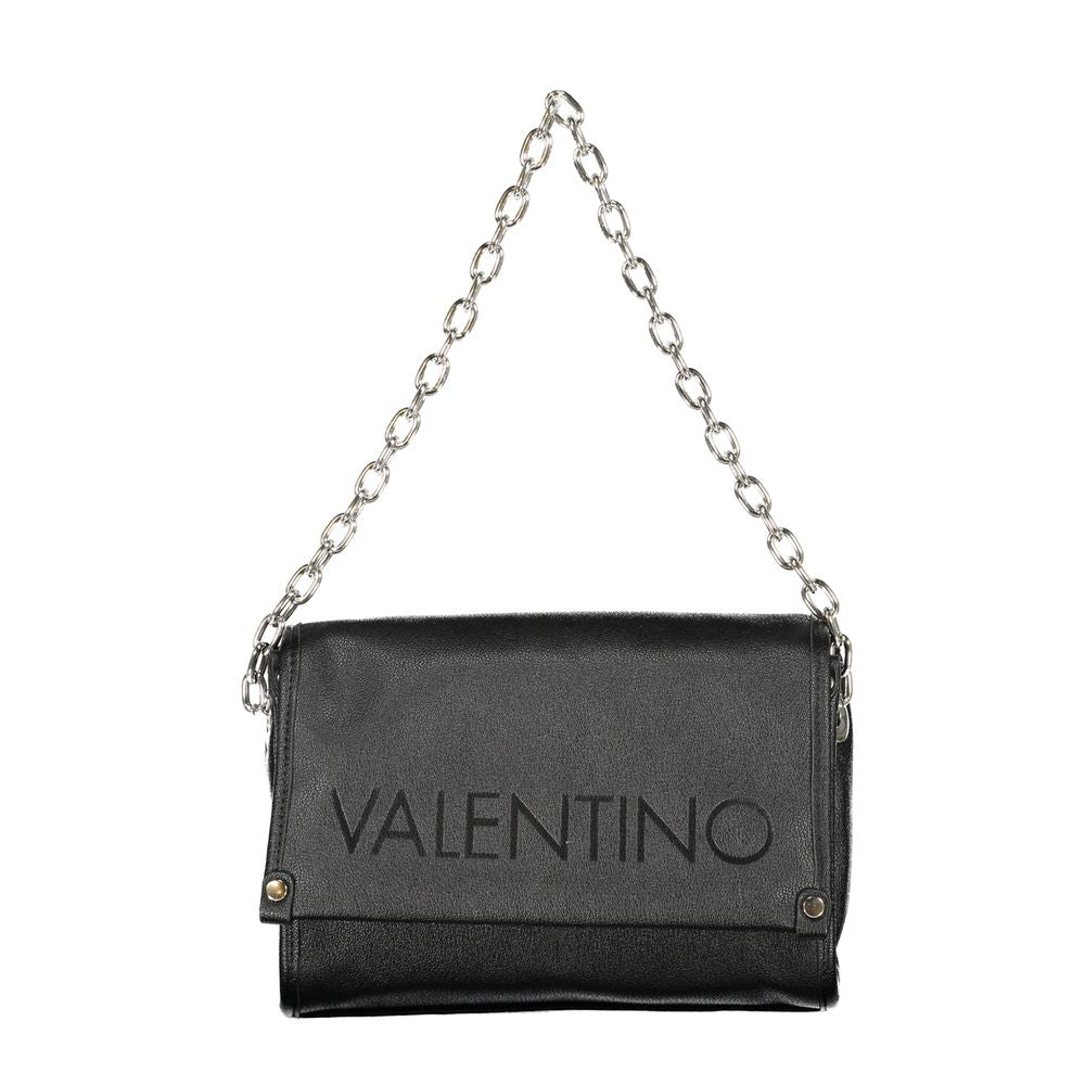 Black Polyurethane Women's Shoulder Bag - ventzia
