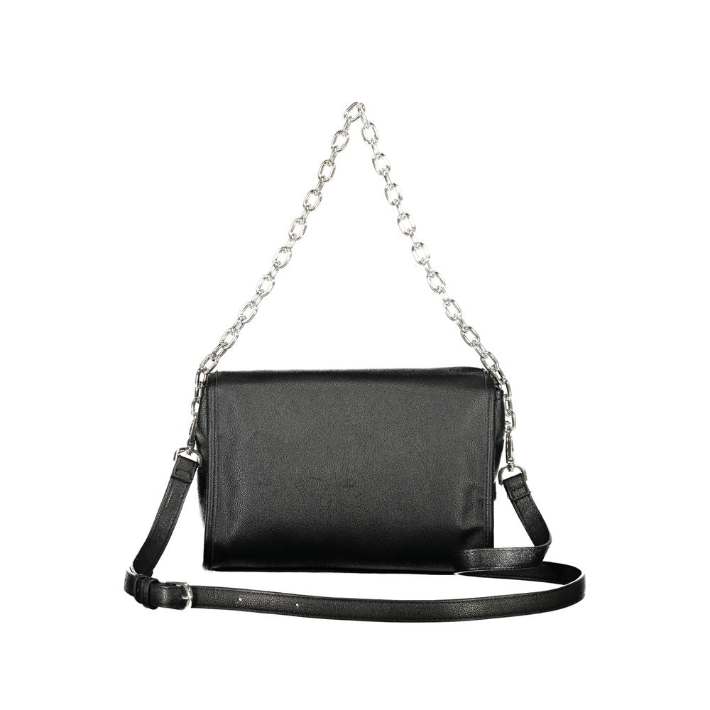 Black Polyurethane Women's Shoulder Bag - ventzia