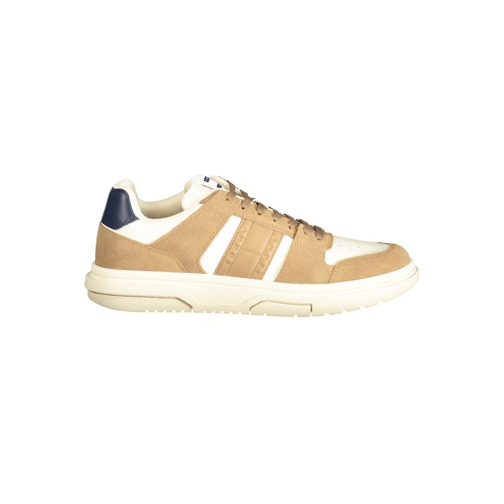 Beige Leather Men Sneaker - ventzia