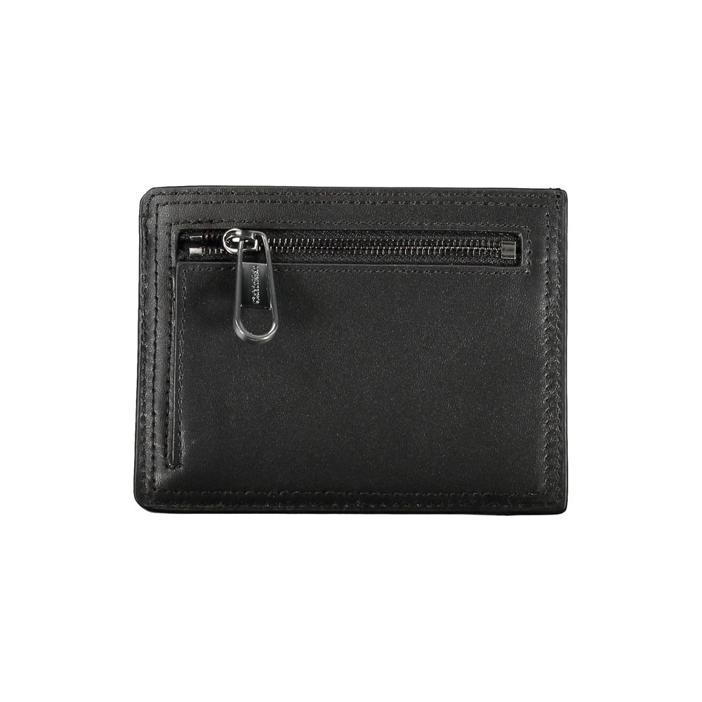 Sleek Black Leather Coin Purse with Card Holder - ventzia