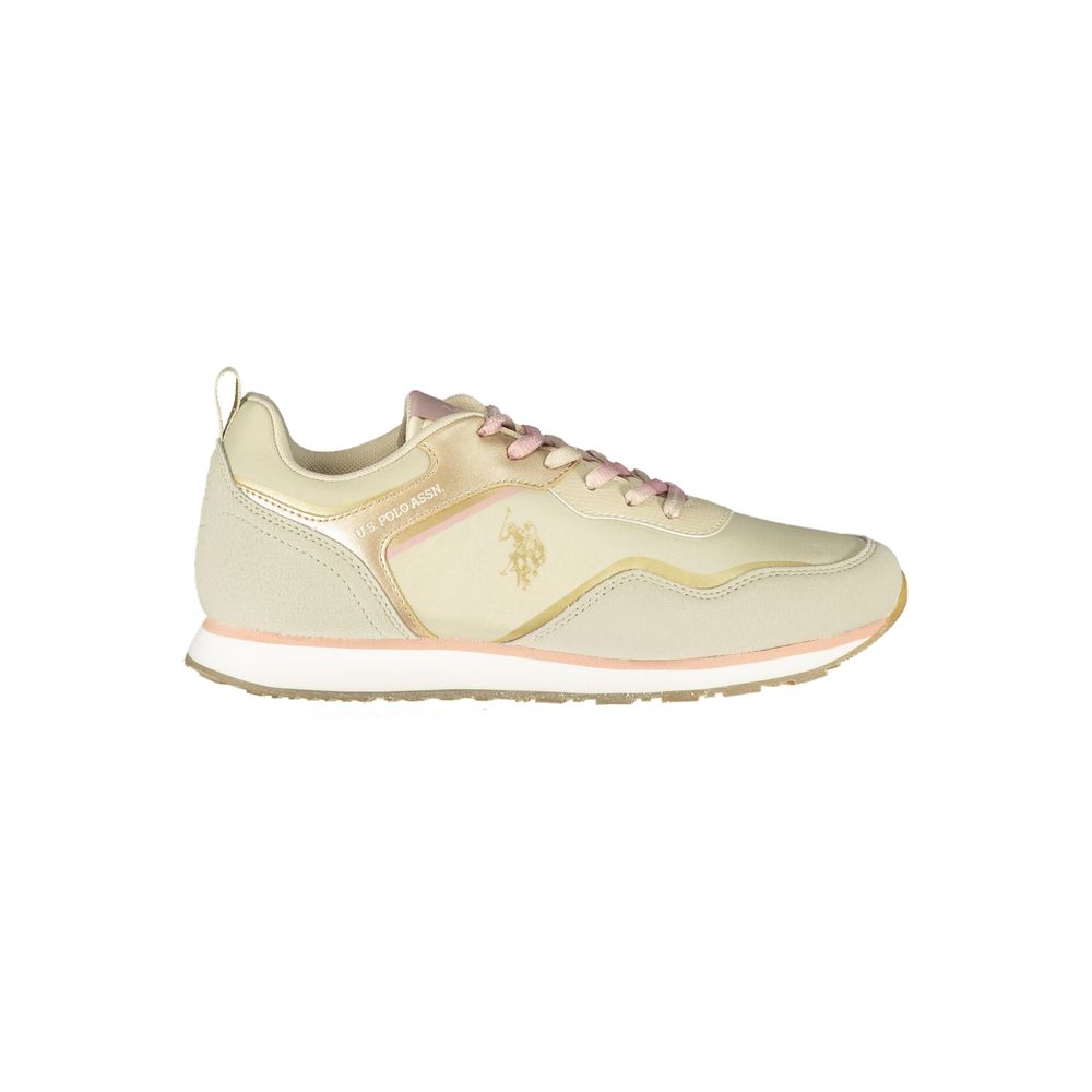 Beige Polyurethane Women Sneaker - ventzia