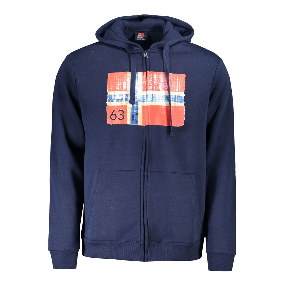Blue Cotton Men's Hooded Sweater
