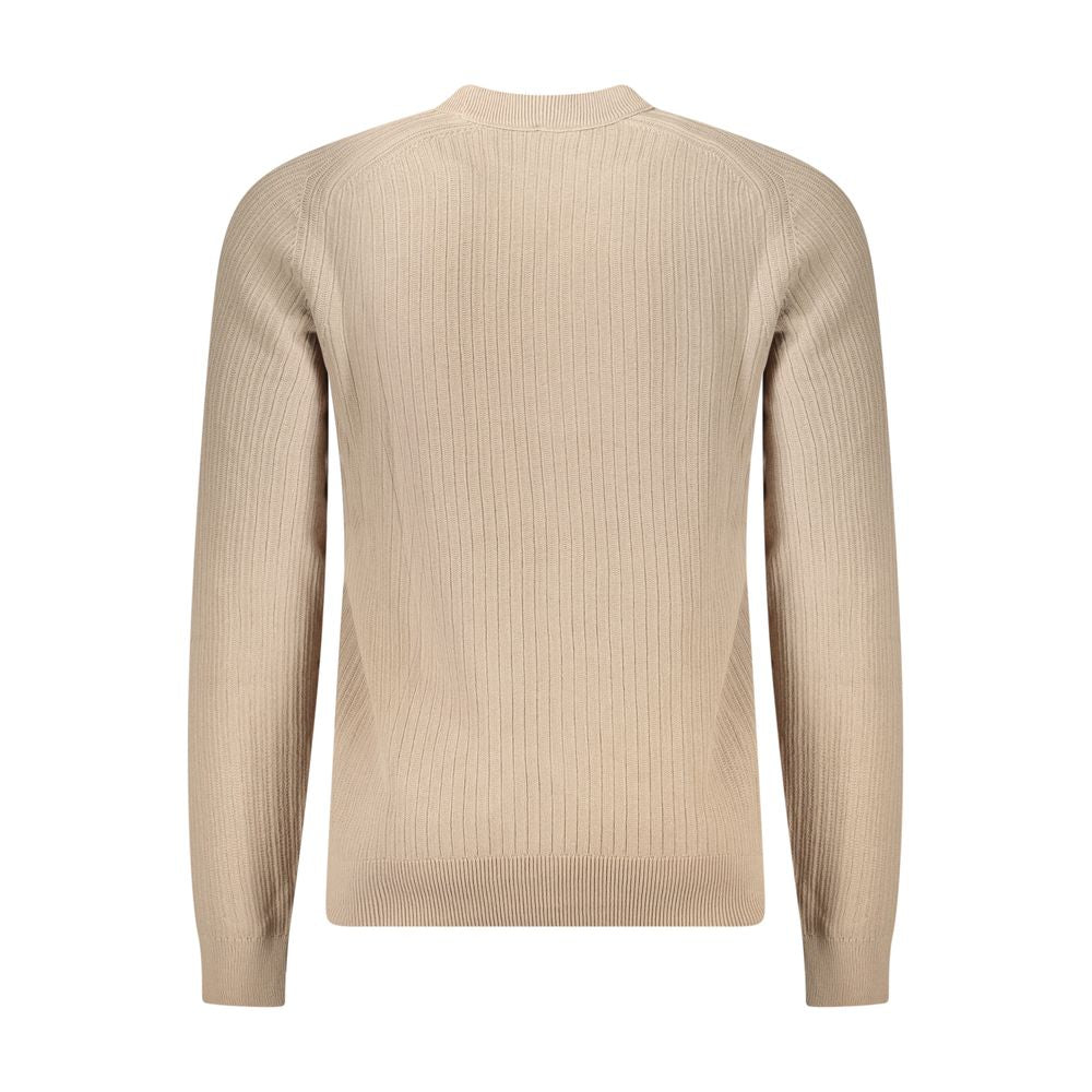 Beige Cotton Men Sweater - ventzia