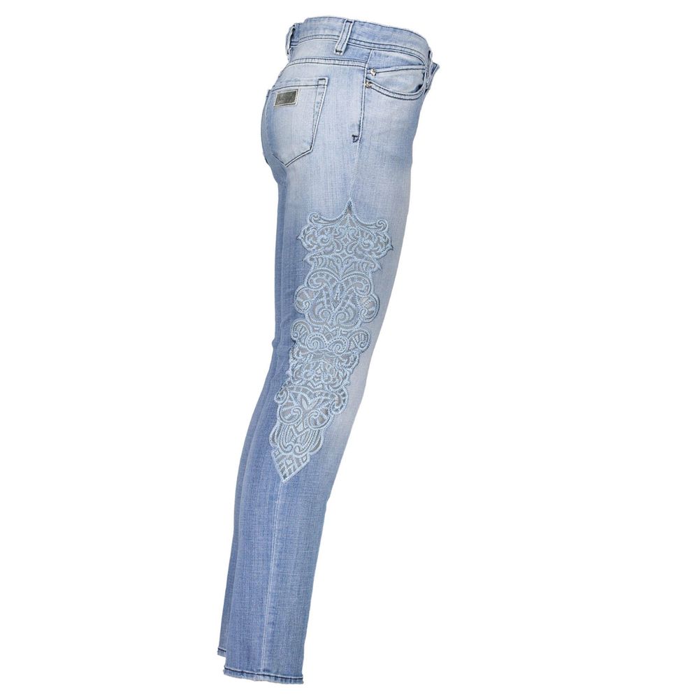 Light Blue Cotton Women Jeans - ventzia