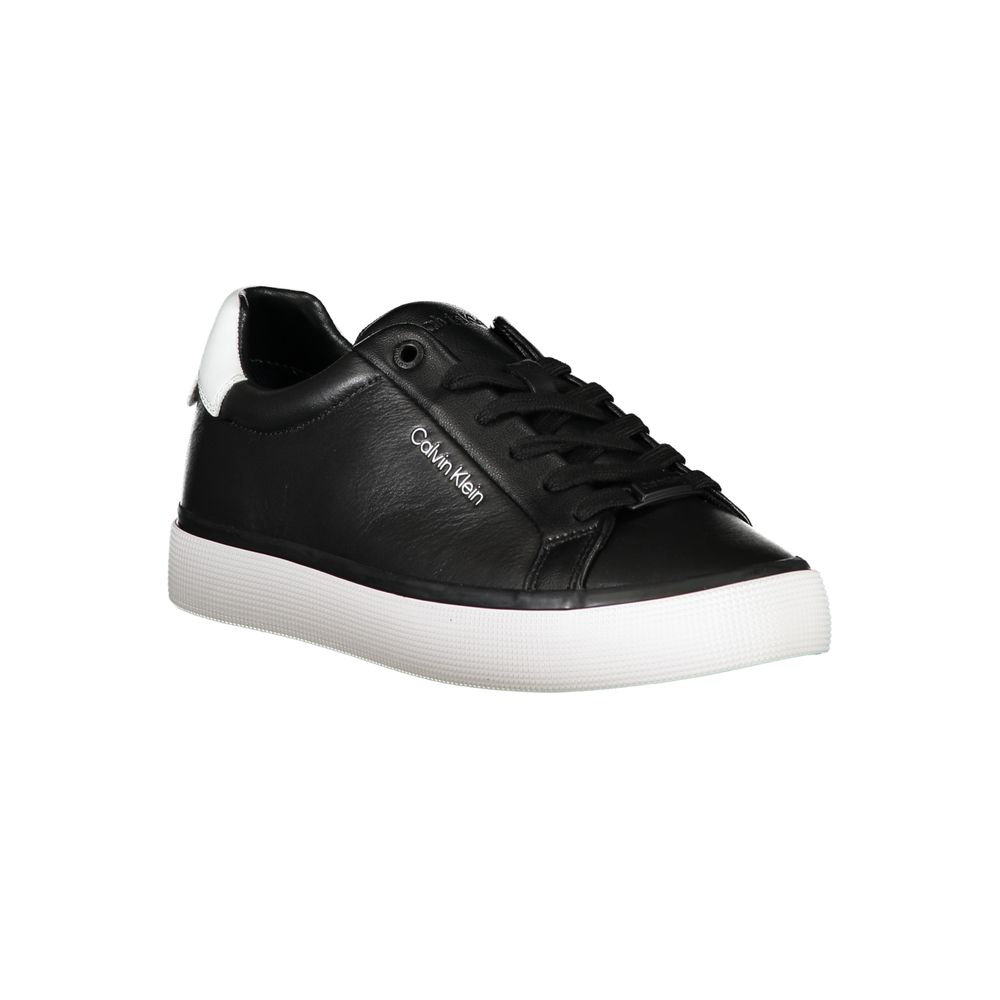 Black Leather Women Sneaker - ventzia