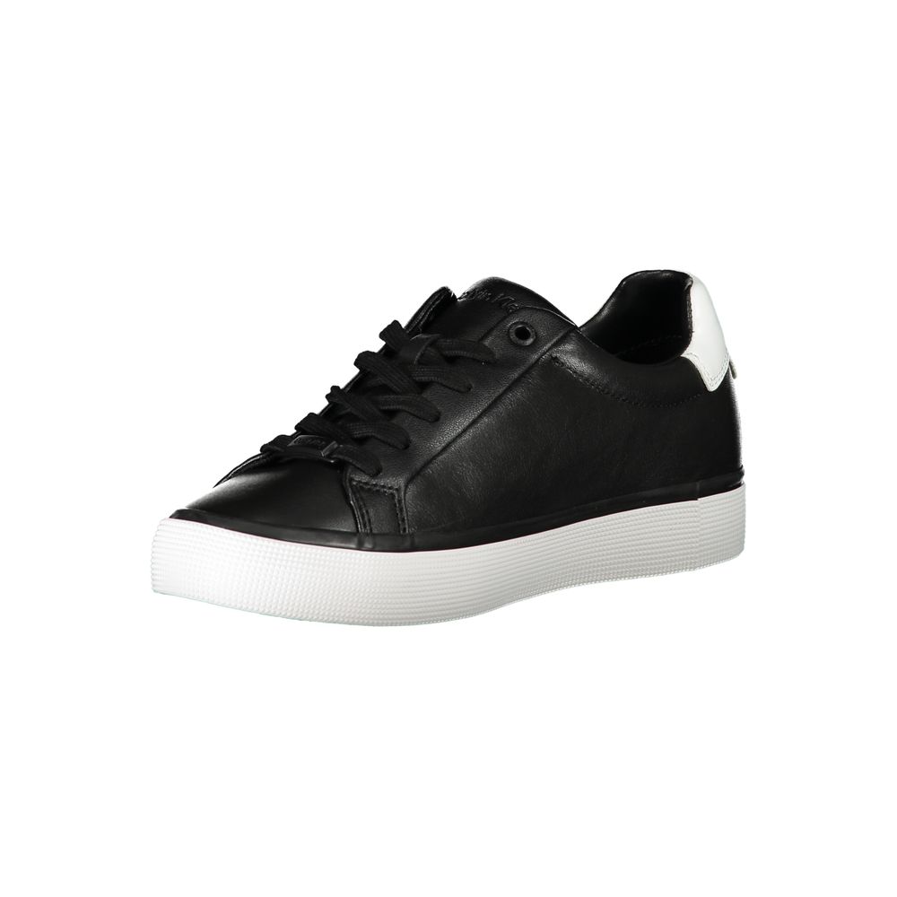 Black Leather Women Sneaker - ventzia
