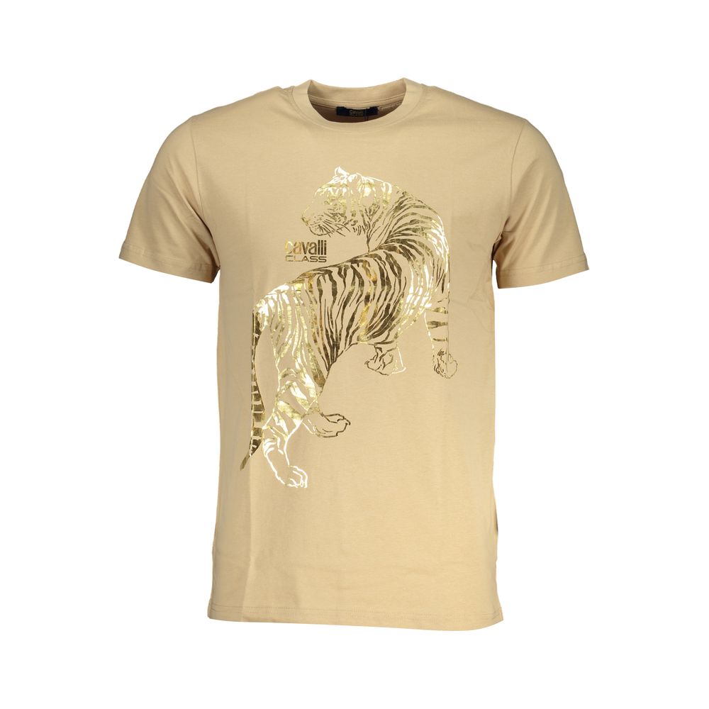 Beige Cotton Men T-Shirt - ventzia
