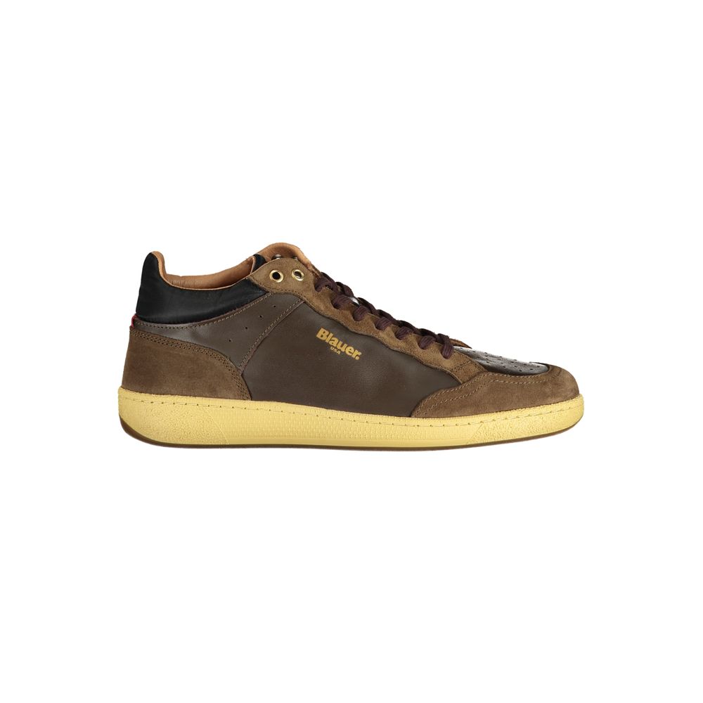 Marrone Leather Men Sneaker - ventzia