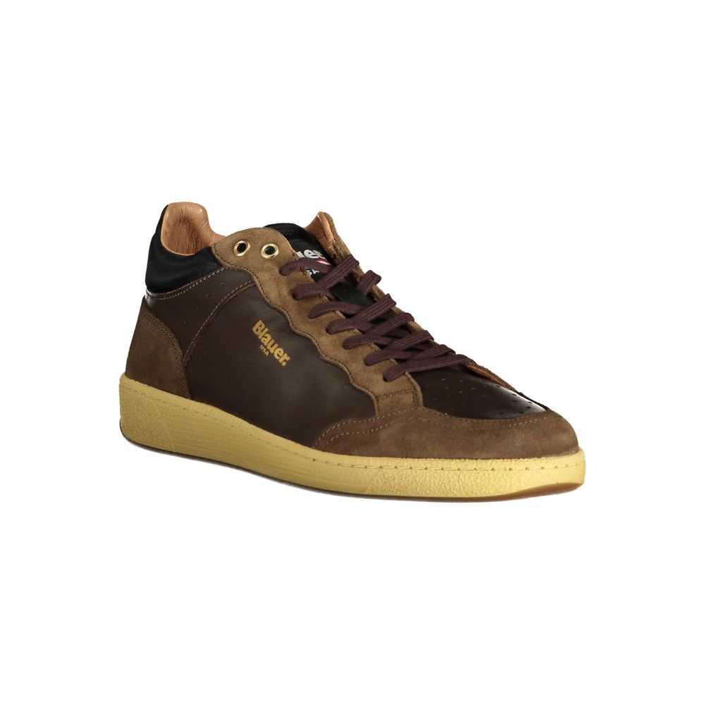 Marrone Leather Men Sneaker - ventzia