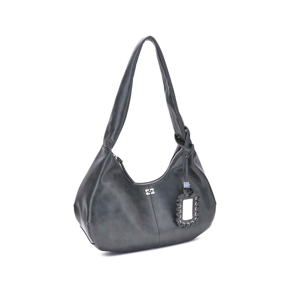 Black Lyocell Shoulder Bag - ventzia