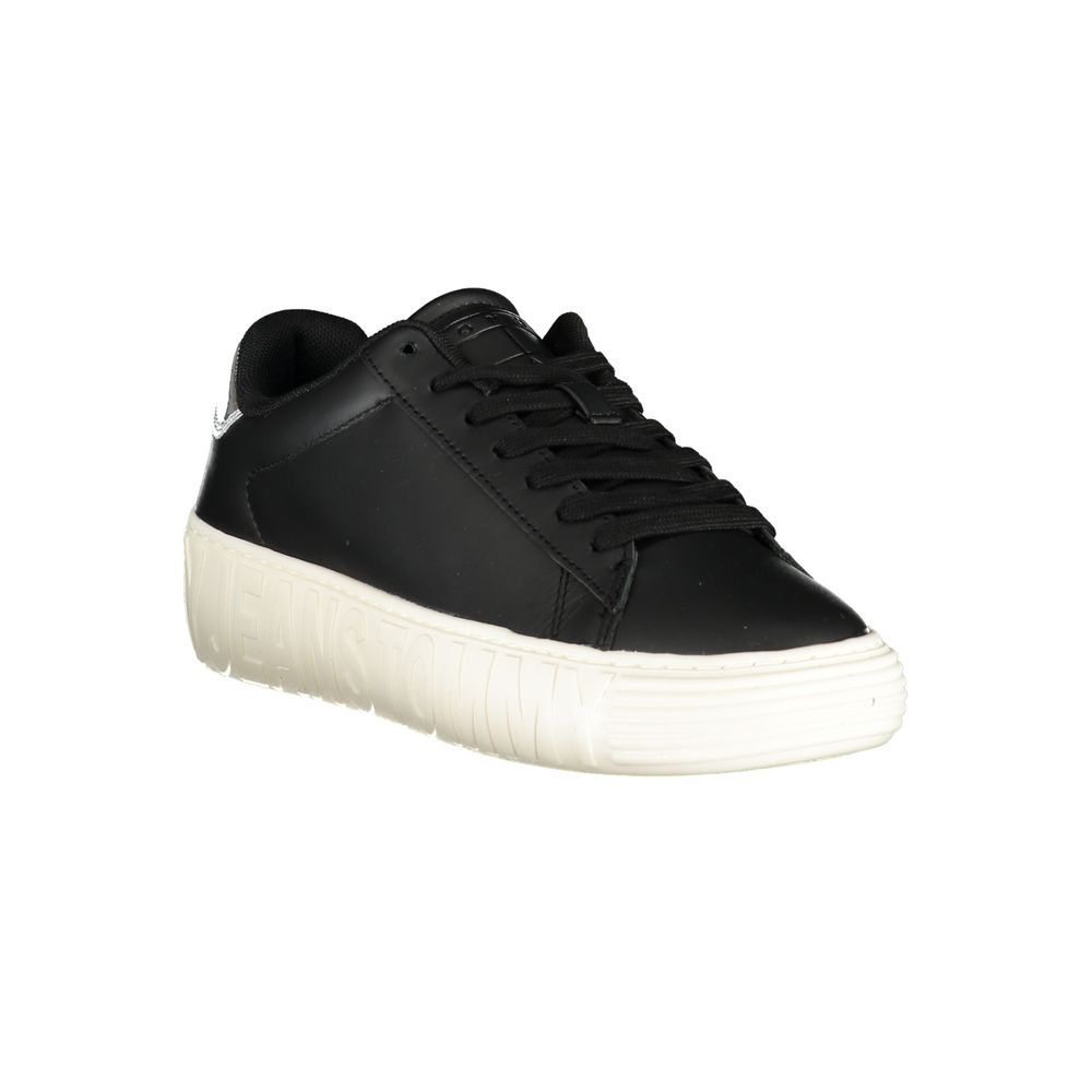 Black Leather Women Sneaker - ventzia