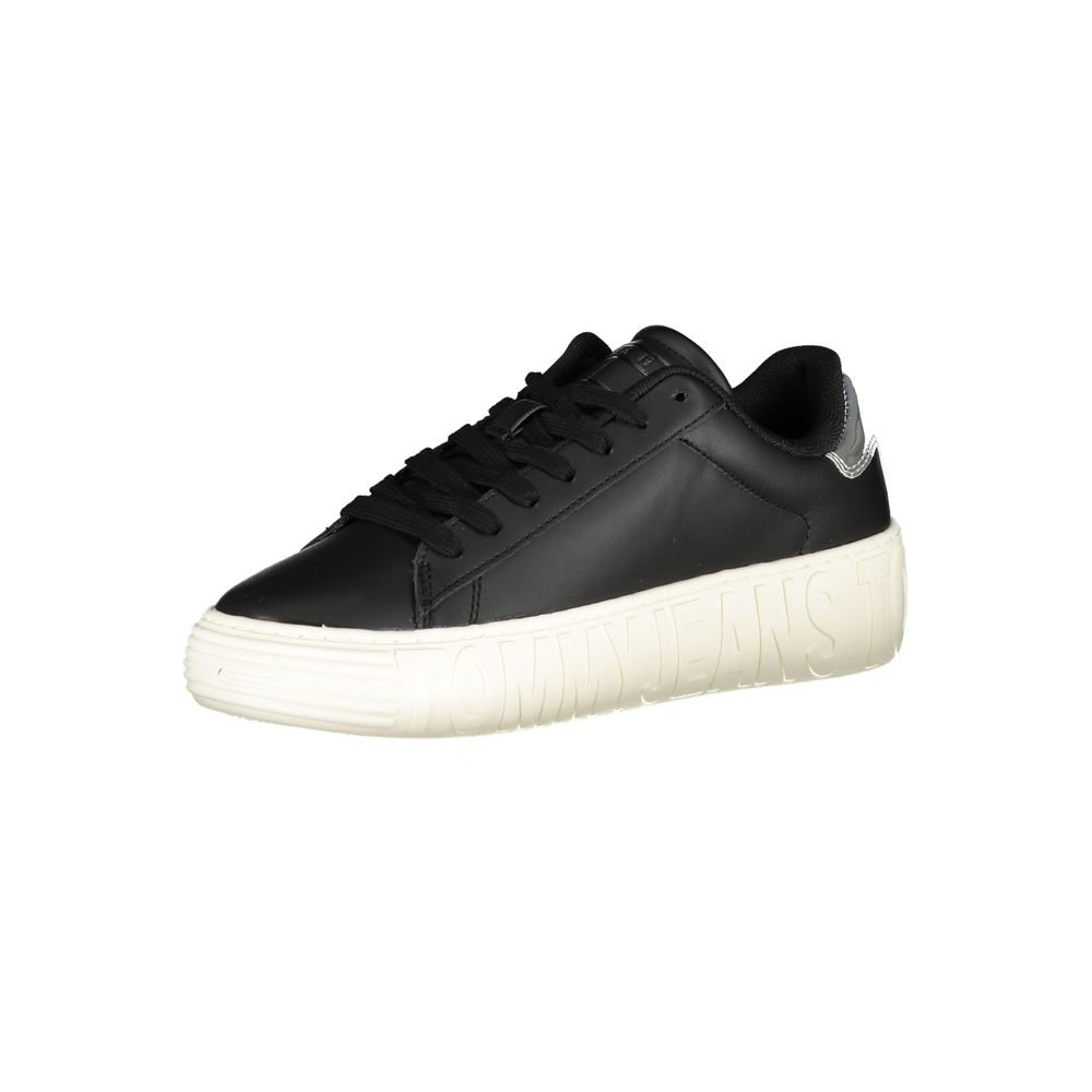 Black Leather Women Sneaker - ventzia